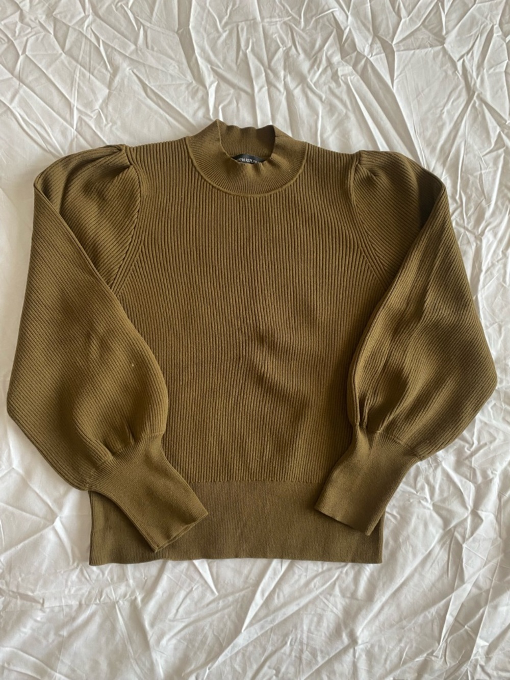 Banana Republic Olive Ribbed Mock-Neck Sweater